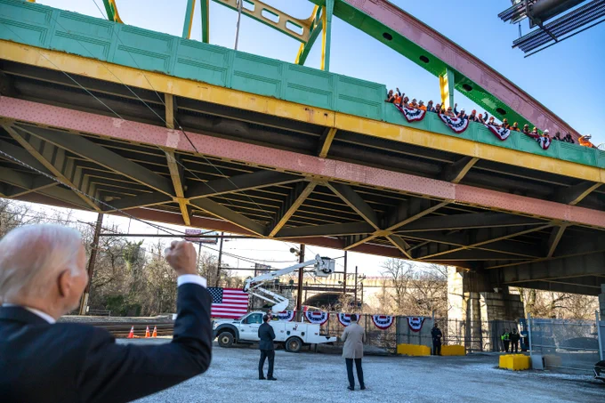 President Joe Biden delivers remarks on Bipartisan Infrastructure Law funding that will replace the Baltimore and Potomac Tunnel, Monday, January 30, 2023, at the Falls Road Amtrak maintenance building in Baltimore.