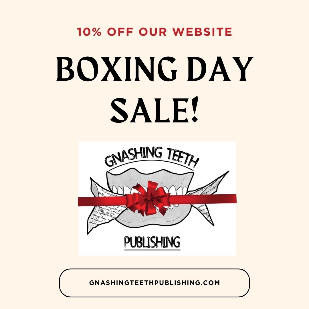 GnashingTeethPu's tweet photo. Happy #BoxingDay! It's not too late to buy a holiday gift---enjoy 10% off on our website with the code BOX10!

#BoxingDayFun #BoxingDayFestivities #ChristmasLeftovers #PoetryCommunity #Sale https://t.co/ne5H6qxbnp