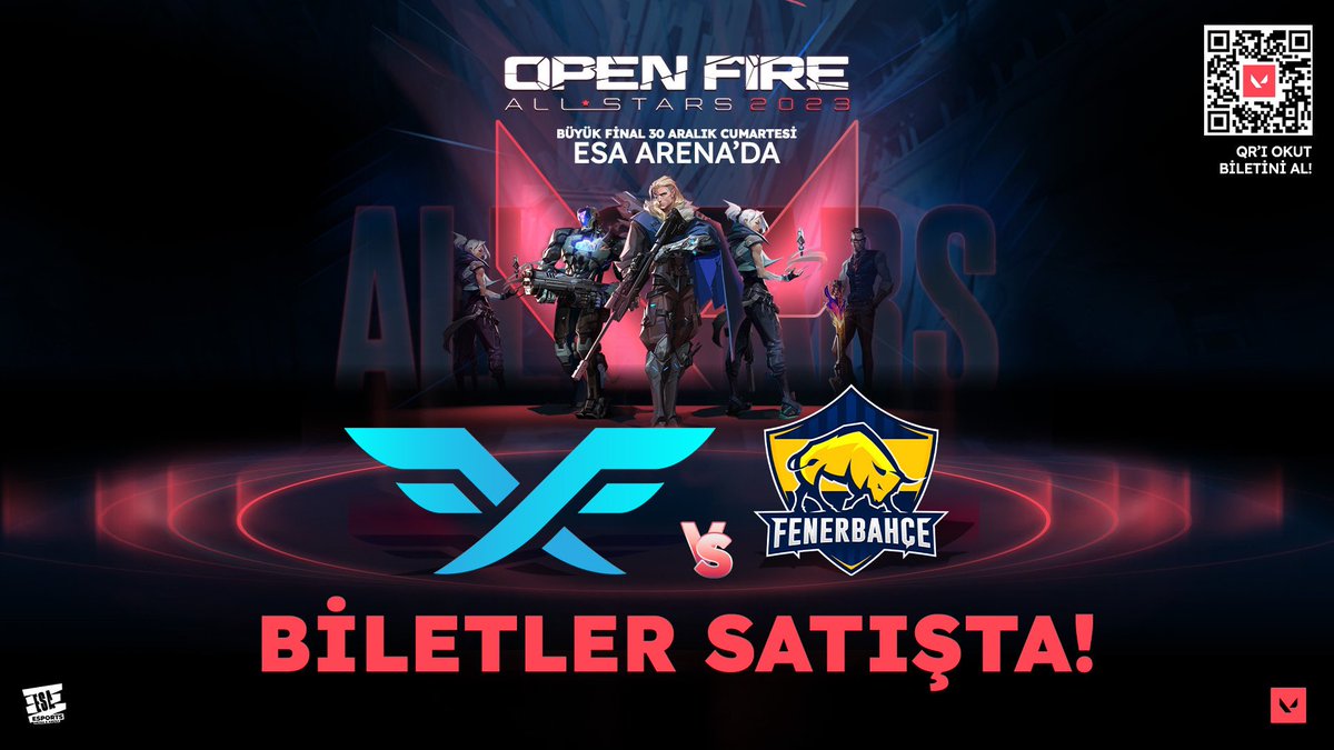 Senenin son turnuvası olan ESA Open Fire All Stars 2023 Büyük Final biletleri satışa çıktı! 🥳

Fire Flux Esports ve Fenerbahçe Espor arasında oynanacak olan senenin son VALORANT final heyecanını yerinde izlemek istiyorsan bio'da bulunan linke tıklayarak biletini ayırtabilirsin!