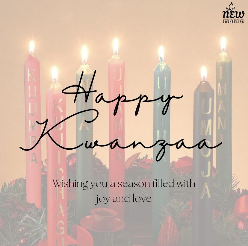 Nashville Emotional Wellness (NEW) Counseling wishes you a joyous Kwanzaa! Sending love and well wishes to you all! Harambee! 
#Kwanzaa #joyouskwanzaa