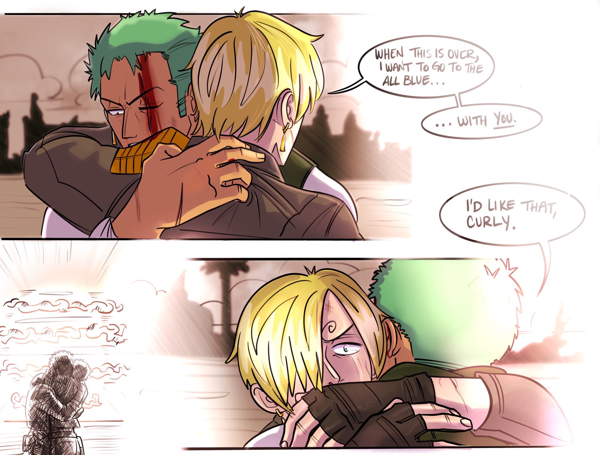 izzy on X: rogue one #zosan in which they promised each other a future but  had to sacrifice it for the good of the galaxy. zoro is satisfied with  having his last