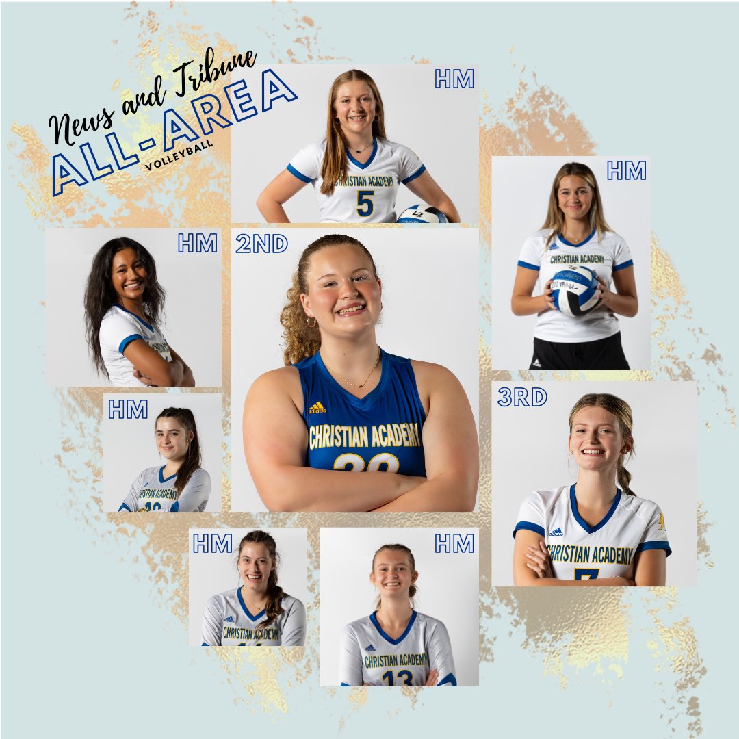 CAIVBALL's tweet photo. Congrats to the following Warriors on earning a spot on the News &amp; Tribune’s All-Area Volleyball Team:

2nd Team:
Karlyn Denny (sr)

3rd Team:
Avery Kerr (jr)

HM:
Kristen Abbott (jr)
Mya Chapman (jr)
Leah Stevens (jr)
Regan Barth (so)
Maycee Hoefler (so)
Ella Peach (so)

💙🏐💛 https://t.co/wDUTHE4PN0