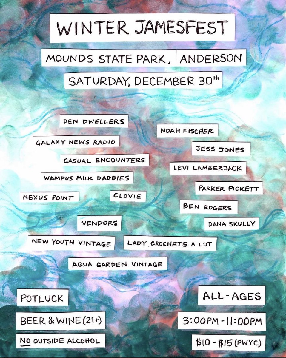 We’re playing Winter Jamesfest in Anderson this weekend! Hope to see you there
