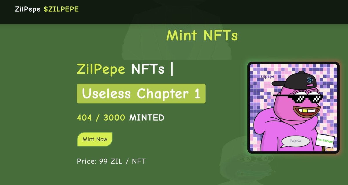 Minting 10 more #ZilPepe NFTs directly from the market for 10 more #Airdrops.
 
Link: zilpepe.com/nfts

For the #community
For the #Culture 
For the #Zilliqa 
For the #ZilPepe 
For the #memecoinseason2023