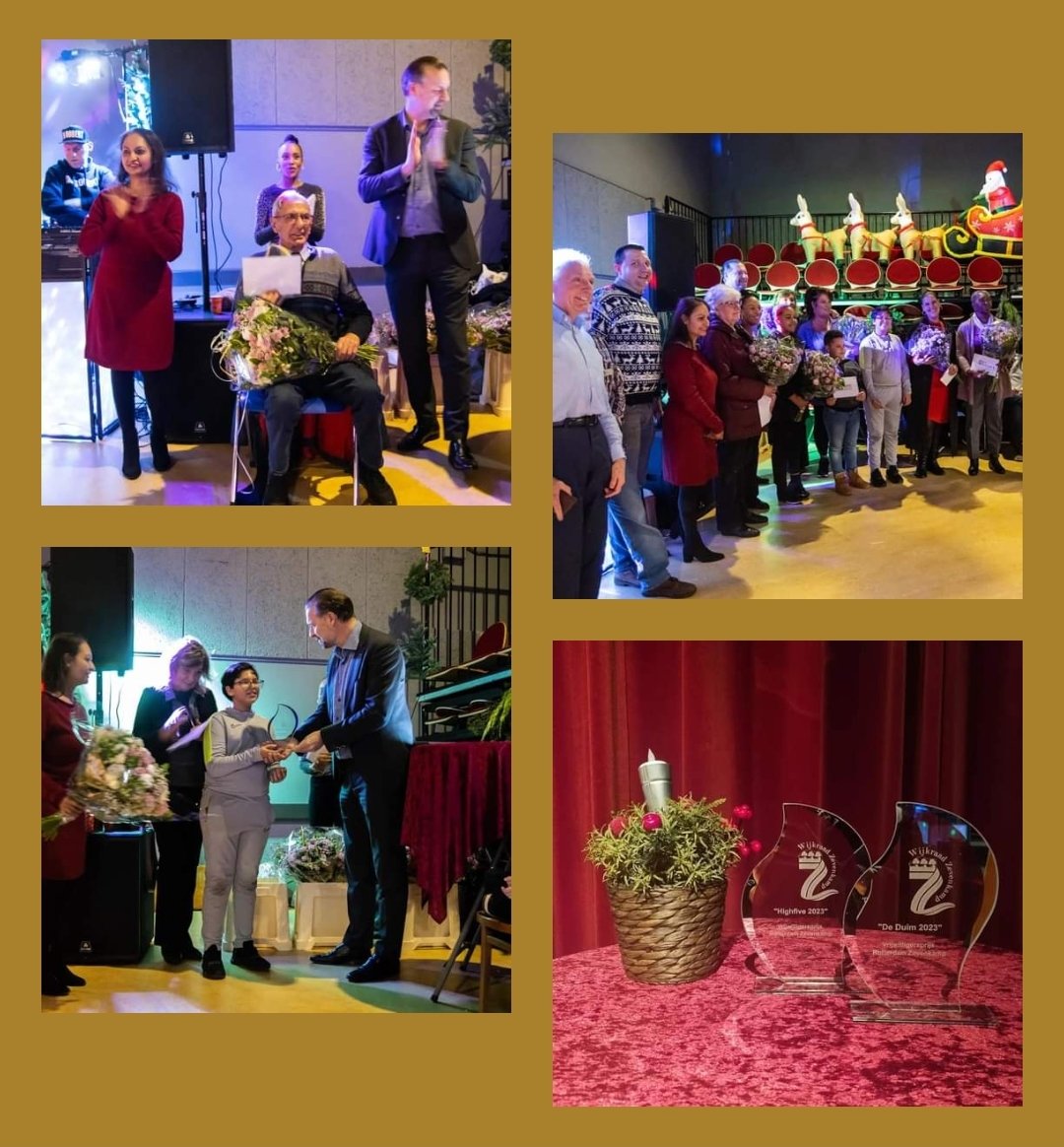 Op zaterdag 23 december zijn de vrijwilligersprijzen 2023 van de Wijkraad uitgereikt door de wijkwethouder.

Leo Loozen van 89 jaar ontving de Duim en de 11 jaar jonge Yassin Ababou de Highfive.

Uiteraard gingen de overige genomineerden niet met lege handen naar huis.