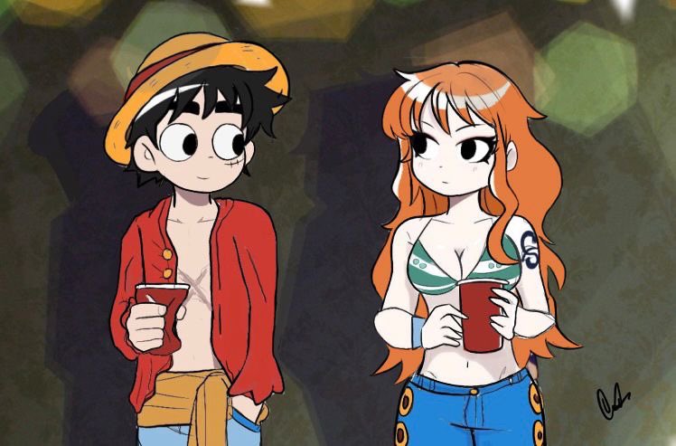 valunusita's tweet photo. I needed to draw this😌 #luffy #Nami #ONEPIECE #ScottPilgirm https://t.co/AwbjnzzxR3