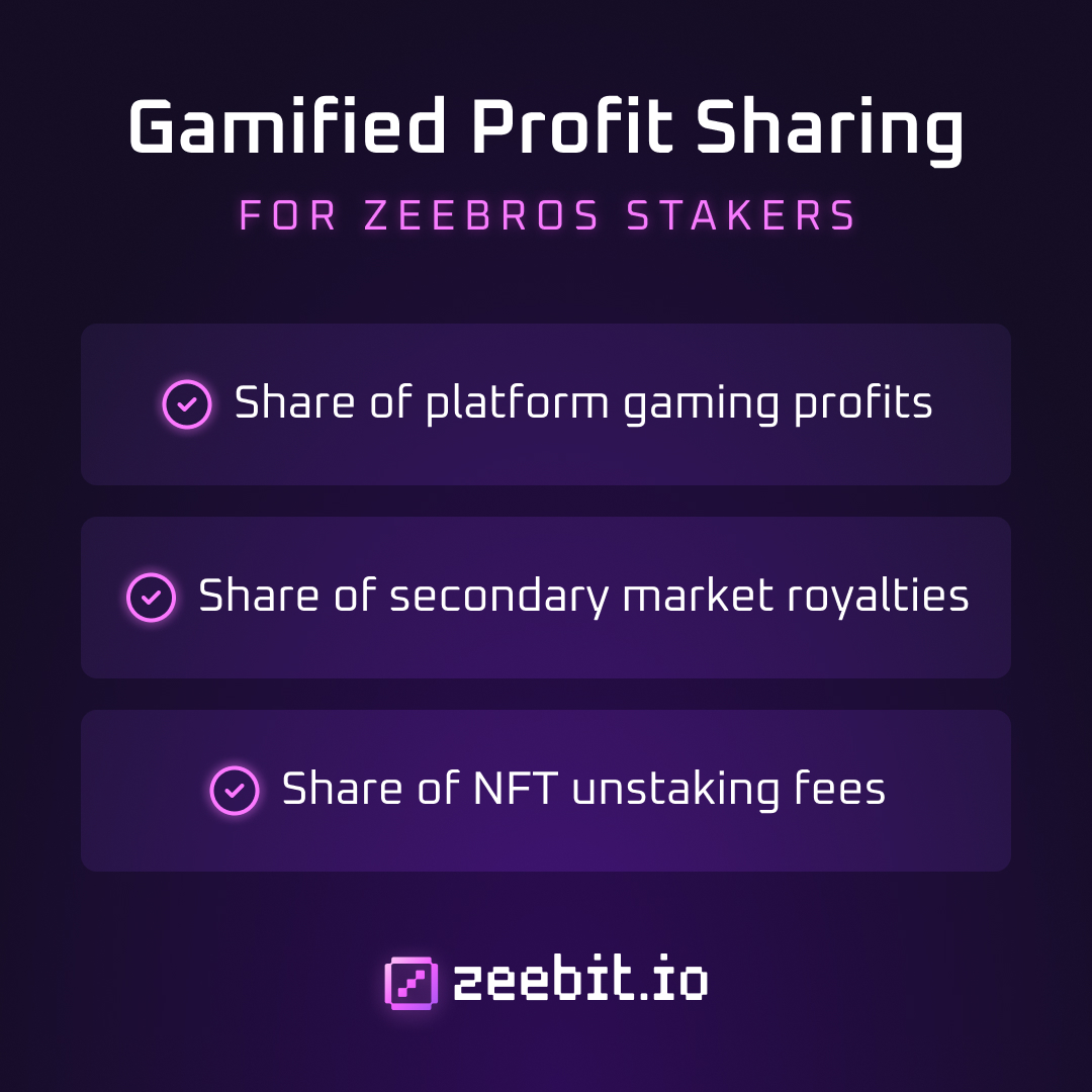 The Zeebros aren't just another PFP collection...

Zeebro stakers will have access to three unique sources of profit sharing.

The future of CasinoFi is coming. 🎲