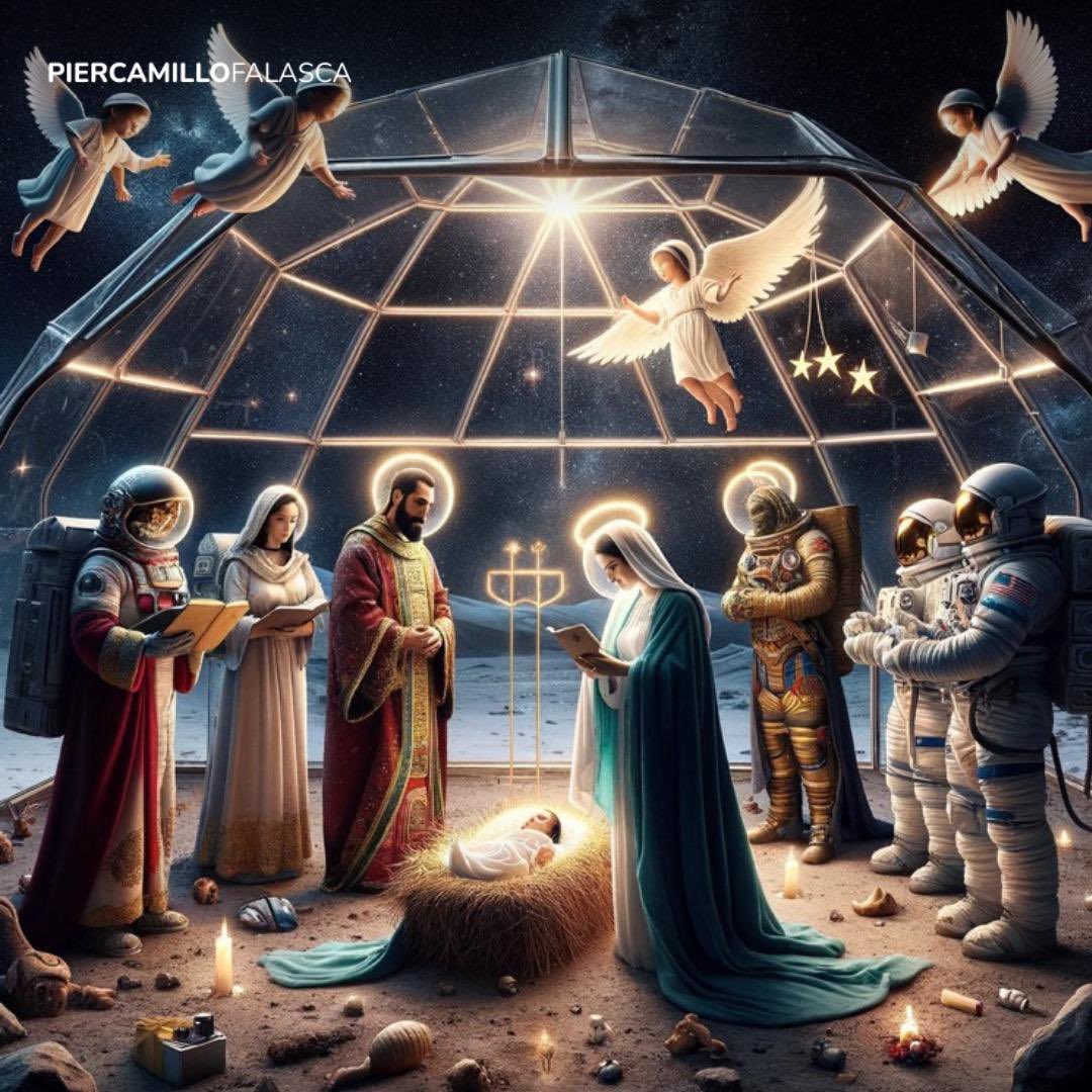 pier_falasca's tweet photo. A proposito della card natalizia di @Piu_Europa con un presepe provocatorio e inclusivo.
Il presepe è da sempre una rappresentazione volutamente anacronistica della Natività. Il presepe più iconico, quello napoletano, è ambientato nel Settecento e non nella Palestina di duemila anni fa. Anche il primo presepe, quello di Francesco d’Assisi, rappresentò la Natività nella sua epoca. Il presepe porta il messaggio cristiano nella contemporaneità, non è una rappresentazione di ciò che è stato, ma un messaggio di come Cristo nasca (e muoia) ogni giorno in mezzo a noi, dovunque.
Se Giuseppe da non padre biologico ha accolto il figlio di Dio come suo figlio, questa scelta di amore e genitorialità può farla chiunque. Anche una coppia omosessuale, così come una madre o un padre single, in ogni parte del pianeta Terra.
Per secoli Gesù è stato rappresentato come bianco e caucasico dagli artisti europei, perché quello era il modo di identificarsi dei popoli europei. Non era “appropriazione culturale”, come dicono gli sciocchi, ma identificazione. 
Oggi - lo dice anche il Papa - chiunque deve potersi identificare. Chiunque significa chiunque.
Il messaggio del post era provocatorio? Certo che lo era, era fatto apposta. Se qualcuno si sente “offeso” da quel post, scriveteci in privato. Saremo felicissimi di poterne serenamente discutere, liberamente.