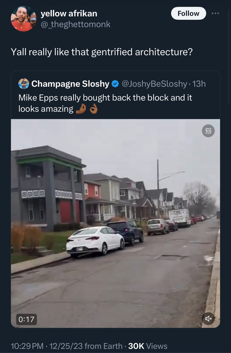 Native Black American: buying back his block and investing into his community
African: YoU rEaLlY lIkE tHaT gEnTrIfIeD aRcHiTeCtUre?

Y’all’s animosity toward us is crazy. I’m left wondering how tf this pan African grift was upheld so long?