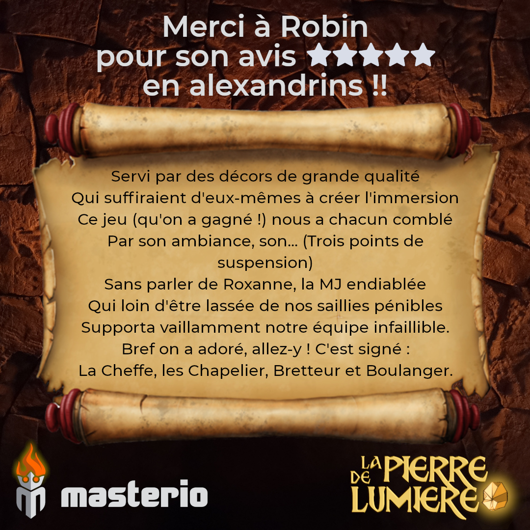 Merci à Robin pour ce magnifique avis en alexandrins !! 🤩🥳

#escapegame #escapegameparis #escaperoom #naheulbeuk #heroicfantasy #fantasy #avis