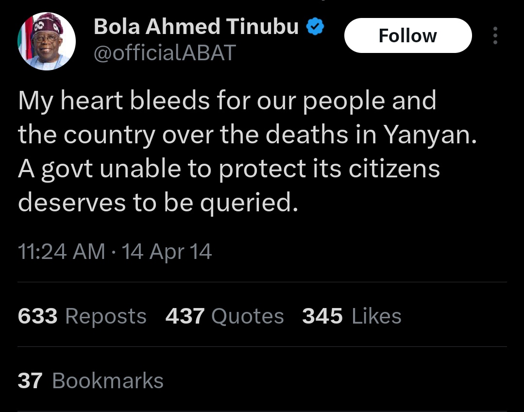 Onsa_Jo's tweet image. A government unable to protect its citizens deserves to be queried. Hope you know you have failed Nigerians? This was your quote in 2014.