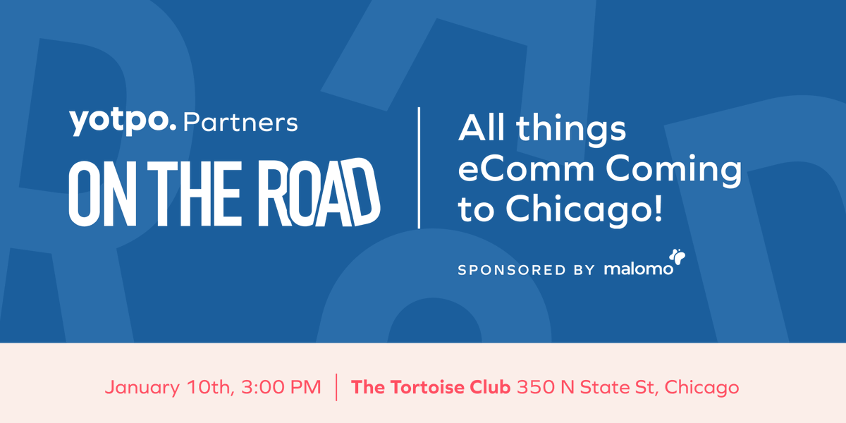Partners in Chicago: Join <a href="/Yotpo/">Yotpo</a> for our half-day event in the beautiful windy city to discuss all things eComm and retentionfollowed by happy hour🥂. You'll also hear from <a href="/gomalomo/">Malomo</a>, <a href="/CQL/">CQL</a> &amp; <a href="/PraellaAgency/">Praella</a> on 2024 trends in the <a href="/Shopify/">Shopify</a>  ecosystem. 

RSVP: online.yotpo.com/Chicago
