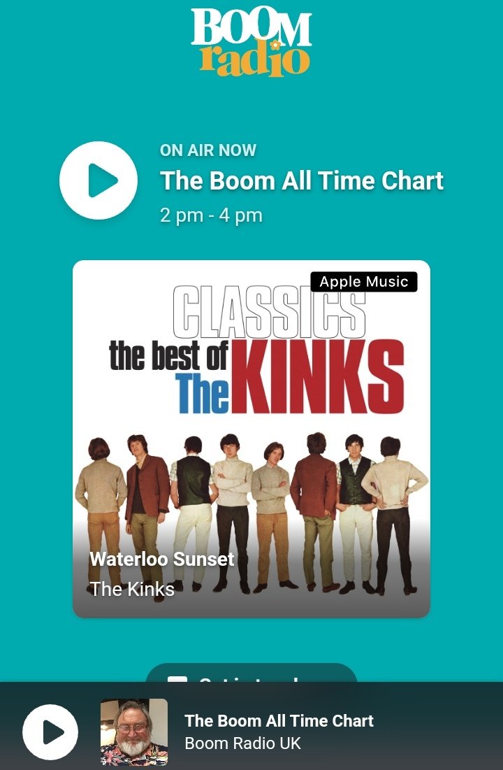 And at No.7 in the @BoomRadioUK chart, a real #Boomers favourite from the 60s, #TheKinks, #WaterlooSunset 
#MemoryLane