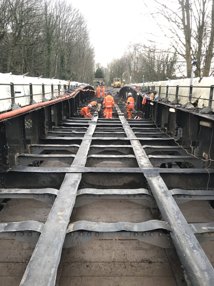 networkrailwest's tweet photo. 🛠️Bridge strengthening work at Frome this Christmas is continuing well

🛤️Our teams are also working hard in the area to renew the track and timbers to help improve reliability on this freight line

🙏Thanks for your patience while we work to improve your railway https://t.co/2RVbUbidSM