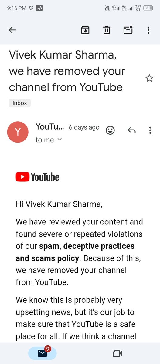 Vivekday23's tweet photo. @YouTube @Youtubecreater @youtubecreaterindia Dear Team,
YouTube suspended my channel on 20th December 2023 without any reason even though I did not violate any community guidelines of YouTube. Please review the channel by human &amp; recover  soon
Channel URL-https://t.co/HEgYsP3x55 https://t.co/JfbfbGqgVL