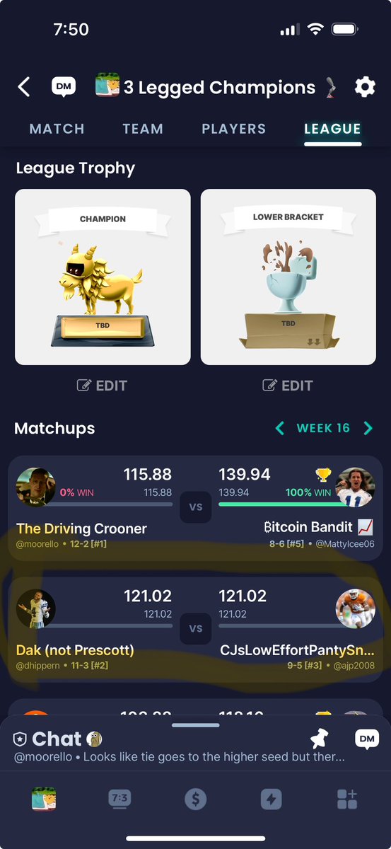 moorelingo's tweet photo. @EricNMoody Pretty wild scenario for two members in my league for semis: https://t.co/kCUecQdgAC
