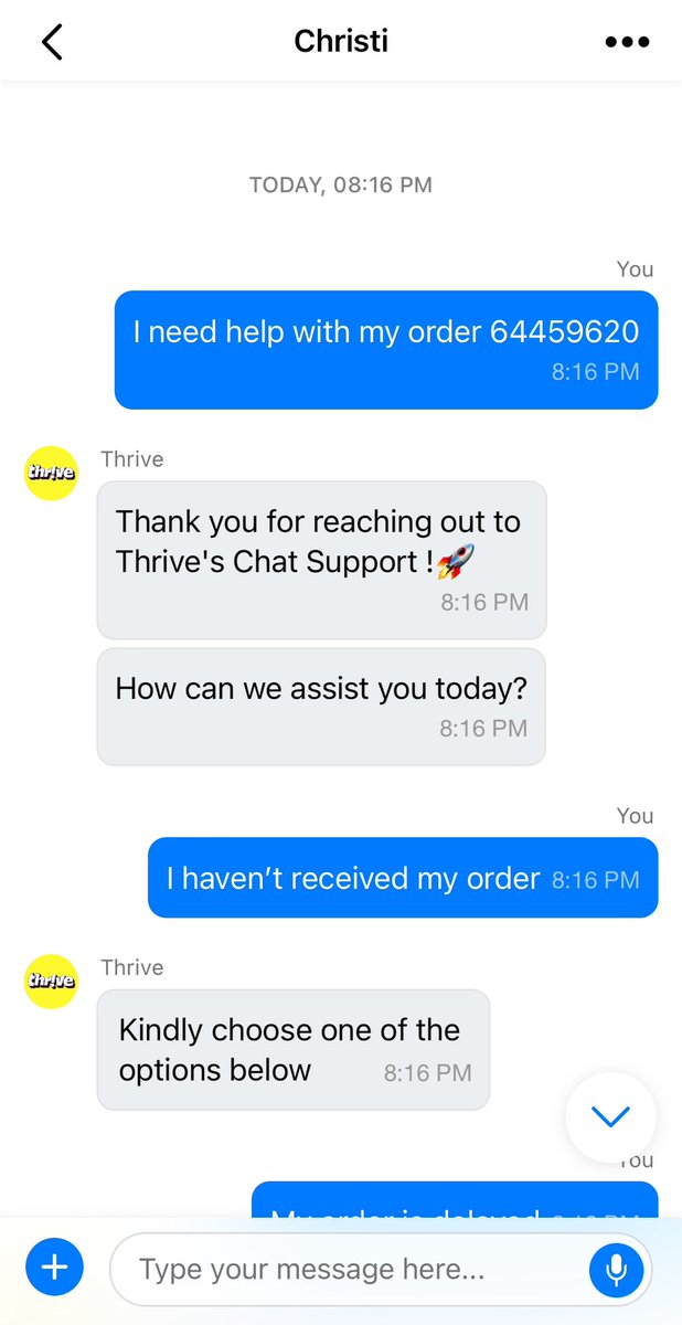 pgpatil_21's tweet photo. Superb customer service @thrivenowin . 1 hour for the order delivery update and even after 1 hour, the customer service needa to check for an update. Completely unexpected. Delivery riders and customer care completely sucks. https://t.co/Vy2o3skl7W