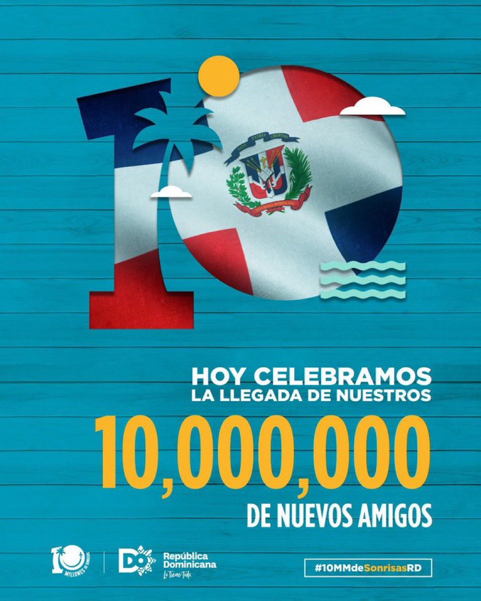 franck_023's tweet photo. ♥️🏝🇩🇴 Estamos contentos de recibir #10millonesdeamigos en nuestro bello país!

#10MMdevisitantesRD https://t.co/W6IJTJGKY2