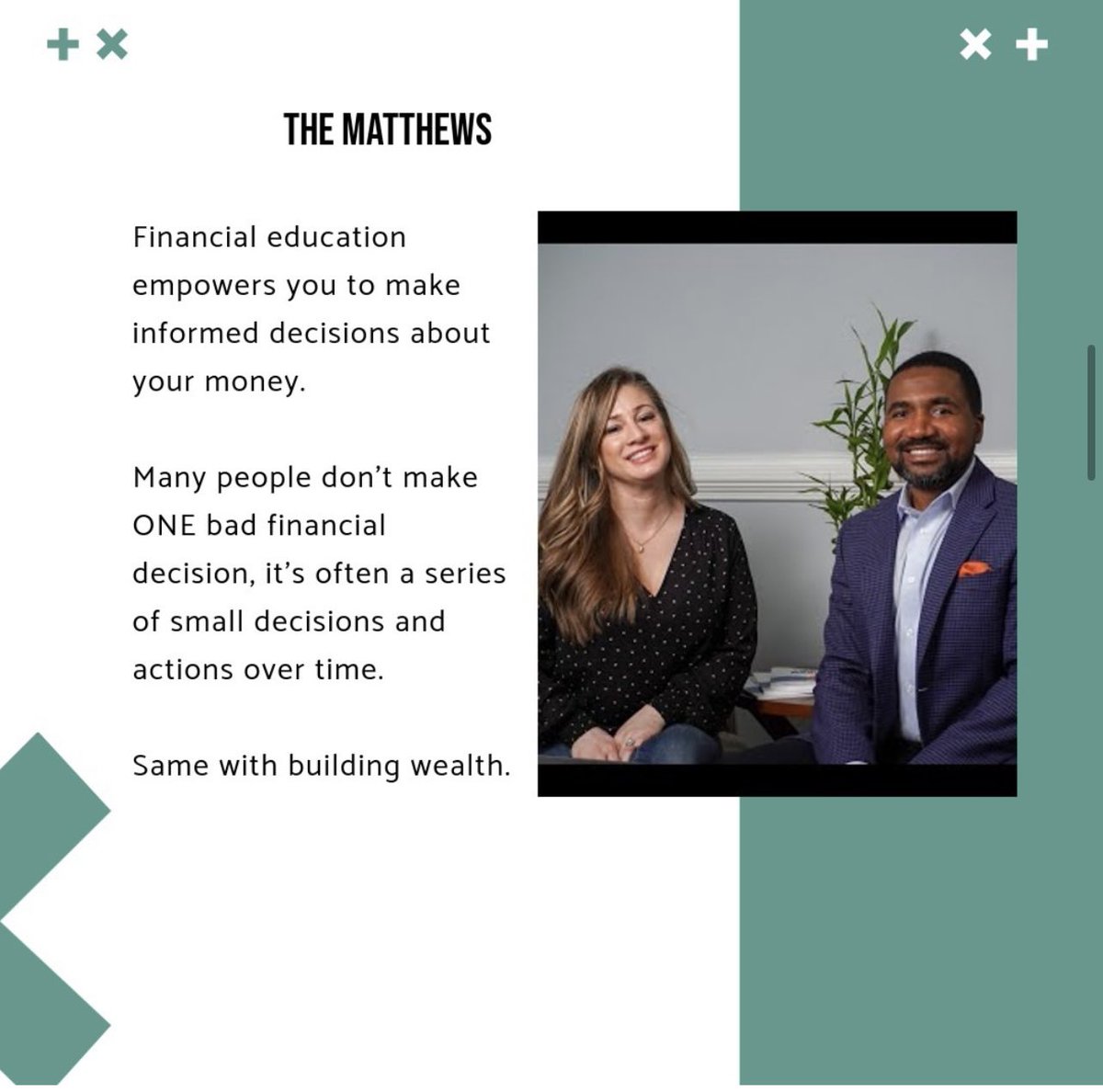 Financial education empowers you to make informed decisions about your money. Many people don't make ONE bad financial decision, it's often a series of small decisions and actions over time. Same with building wealth. If you want to create more certainty in your finances DM or…