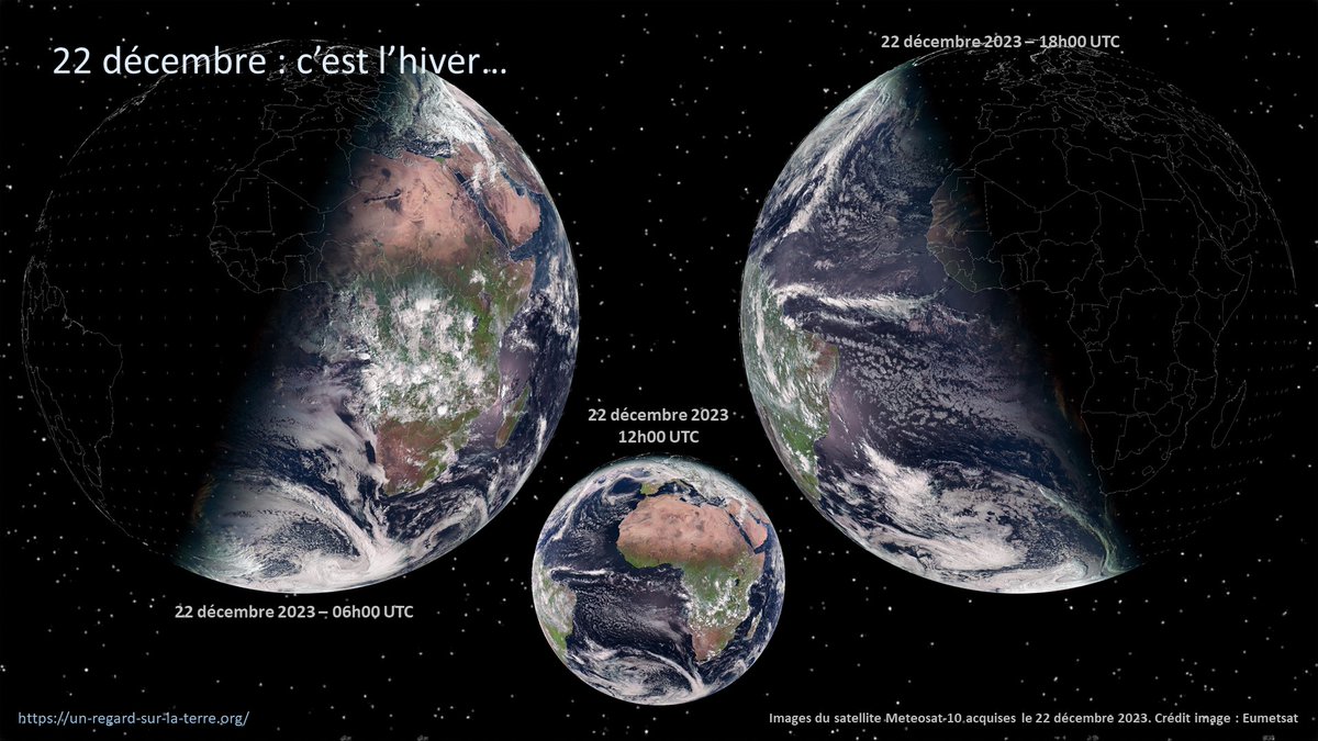 Entre le solstice de décembre, Noël et le réveillon de fin de l'année, des nuits courtes et des températures élevées : deux valeurs en degrés, une qui rassure, une autre qui inquiète... un-regard-sur-la-terre.org/2023/12/entre-… #solstice #saison #climat #eumetsat #satellite #meteosat #hiver