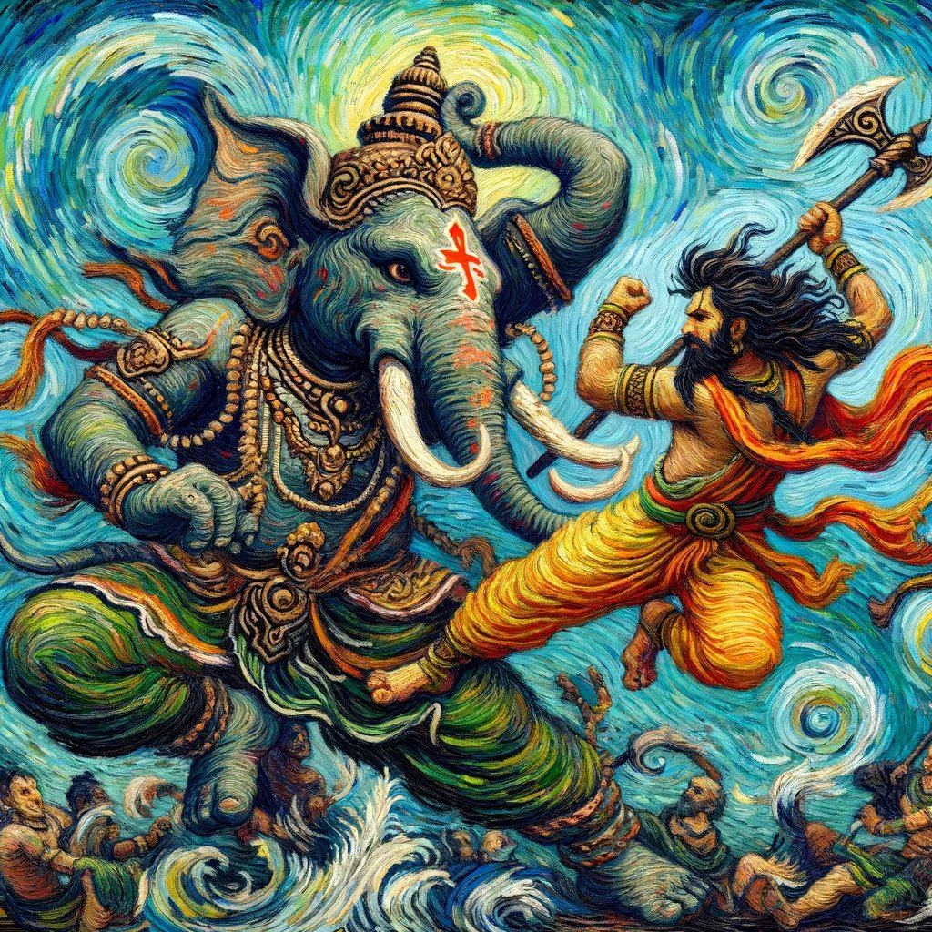 VivanVatsa's tweet photo. Once Lord Shiva was in deep Meditation, he asked his son to guard the gates &amp; not let anyone DISTURB him

At same time, a warrior sage was eager to meet his guru Mahadev but was STOPPED. Sage got furious &amp; attacked Mahadev's son

The sage scarred that kid as "Ekdanta" for life... https://t.co/RbT5KxDgnV