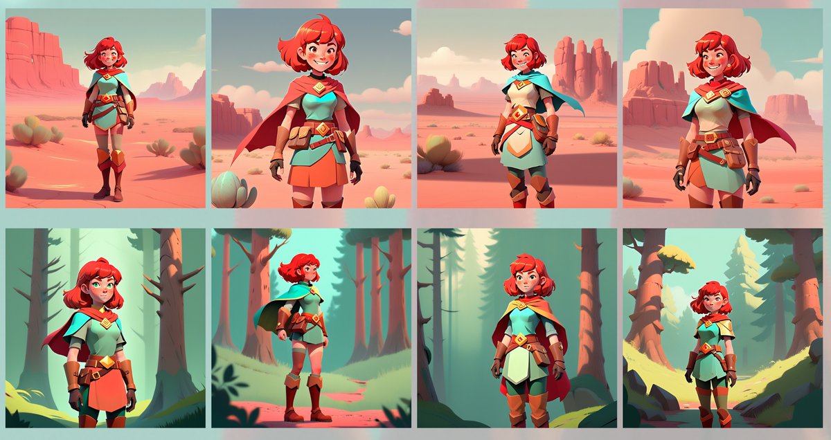 We used Scenario.com to train a character Model, allowing us to insert our character concept into a near endless array of settings and contexts!

For authors, creators or devs needing rich, #consistent character imagery, check this out⬇️