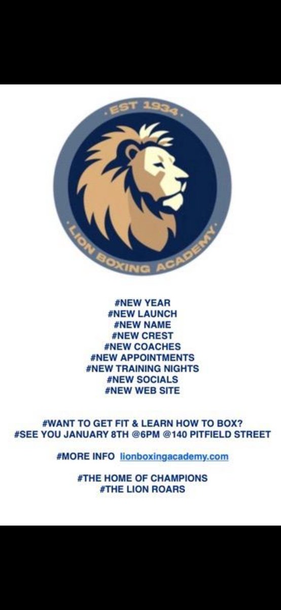 lion_pitfieldst's tweet photo. New year, new dawn...All welcome January 8th. The home of champions #the lion roars ...pls RT https://t.co/qHSSWpIzN1