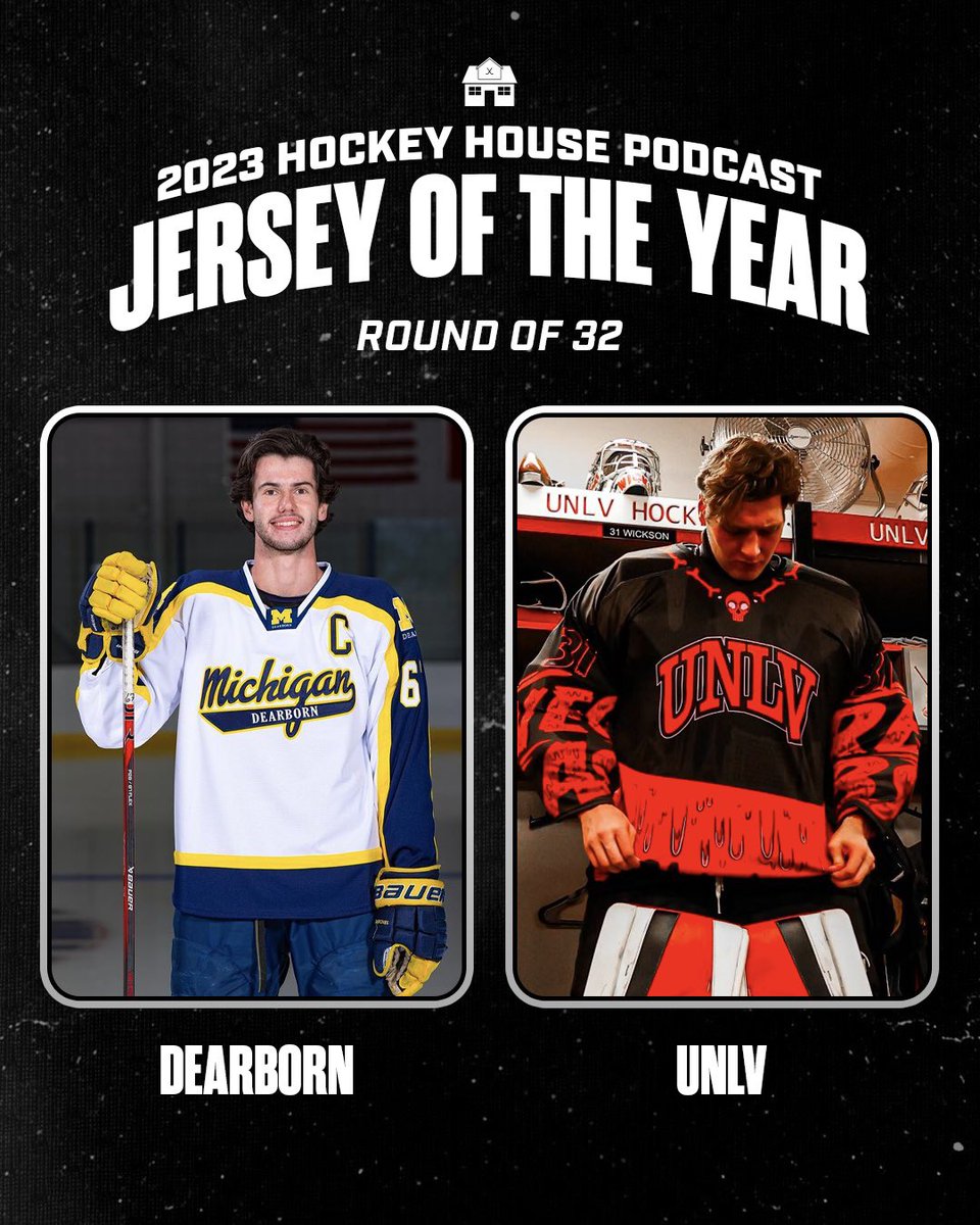 hockeyhousepod's tweet photo. Jersey of the Year | Round of 32

@UMDearbornHky vs @UNLVRebelHockey 

VOTE BELOW ⬇️ https://t.co/8P28m03Vc1