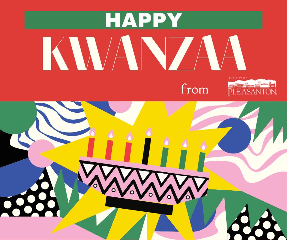 pleasantonca's tweet photo. To all who celebrate, happy Kwanzaa! The City of Pleasanton wishes you and your family a joyous celebration. #Kwanzaa2023 https://t.co/A4motDkU7J