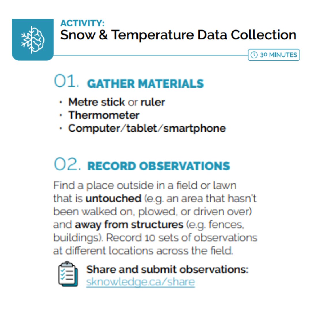 EcoSpark_Env's tweet photo. Dive into the world of #SnowScience with @SkNOWLEDGECo! 🌨️ Submitting your snow observations is as easy as 1-2-3. 📝Gather your materials, record your observations, and submit them to #SkNOWLEDGECollective.  You can access your data and more through their interactive map! ❄️ https://t.co/Tbnk5vM6Gk