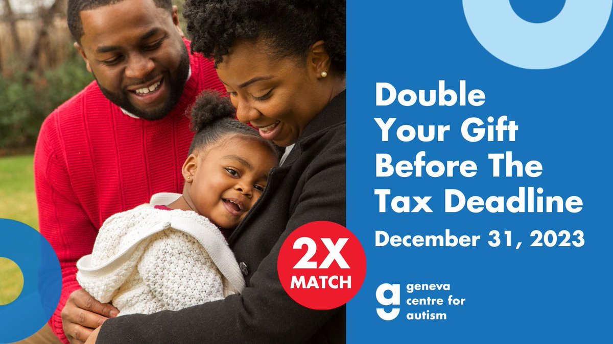 Until Dec 31 your donation is DOUBLED, you will receive a tax receipt and best of all - help close the Autism funding gap. 
Donate today by clicking on the link below
bit.ly/3GO4qVw 

#HolidayDonation #DonationMatching