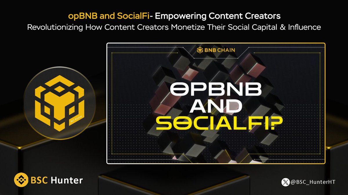 BSC_HunterHT's tweet photo. ๐ #OpBNB and #SocialFi - Empowering Content Creators๐
SocialFi, a blend of social media and finance, is a groundbreaking Web3 narrative - Ensuring immutable digital ownership through NFTs, and connecting user interactions with financial rewards.๐ฅ
Read more
#BSC_HunterHT https://t.co/Slbjj9Rp61