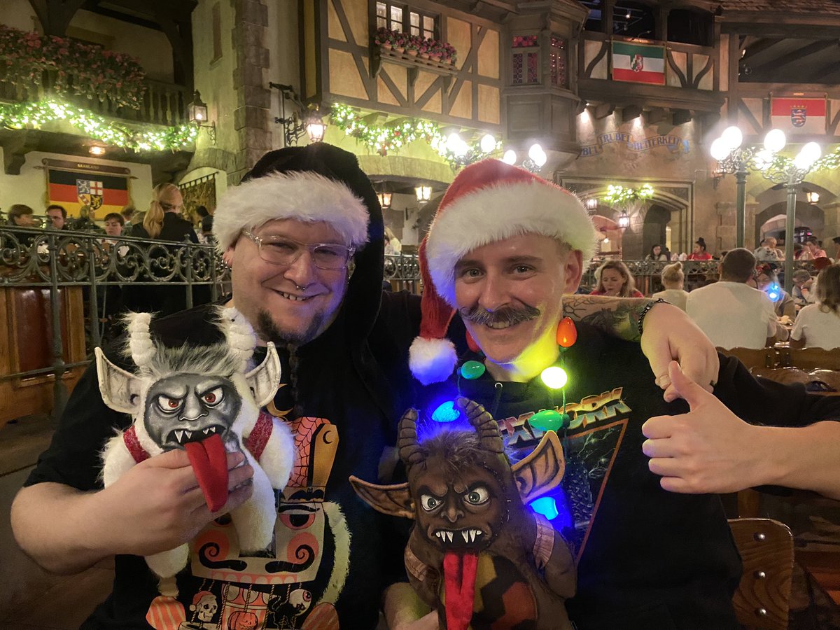 OMFGItsVico's tweet photo. A Very Merry Biergarten Christmas last night (with surprise guest star, Krampus!). 🎅🏻🍺 https://t.co/vDh8FB1qId