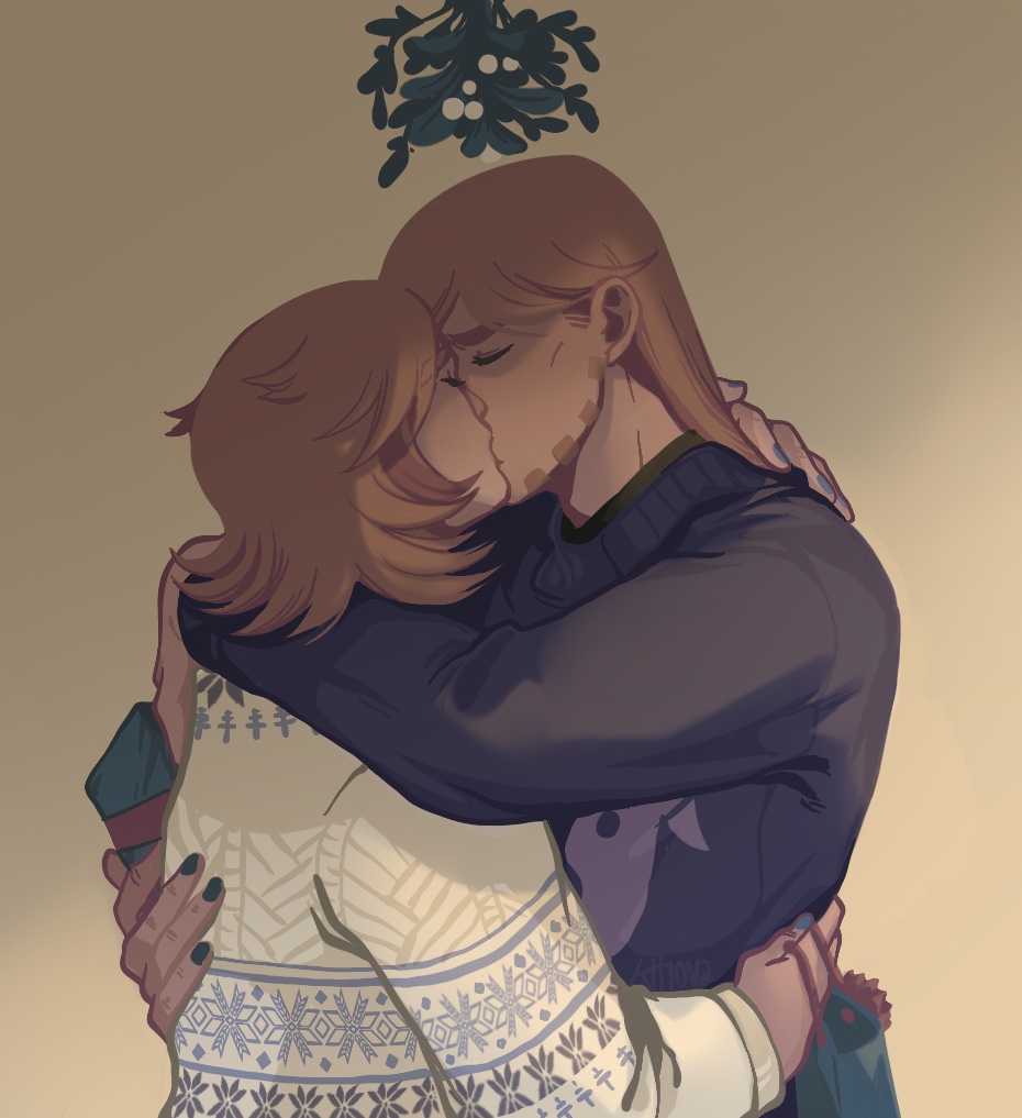 nobodye_e's tweet photo. some mistletoe fluff! 🎄🎄🎄 #jjba #jjbasbr #gyjo #fanart https://t.co/H5ml9GRDyD
