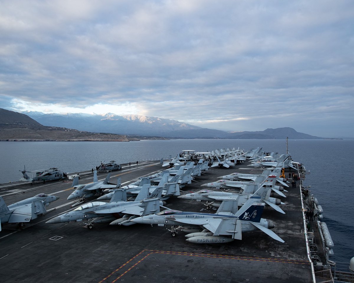 USS Gerald R. Ford (CVN 78) returned to Souda Bay, Crete for a scheduled port visit, Dec. 26, 2023. #StrongerTogether