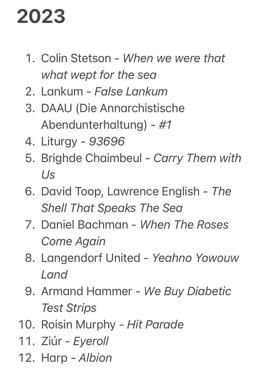 My top TWELVE albums of the year…