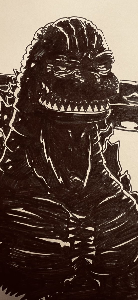 NilsKoster's tweet image. Tried to do some silhouette style zilla. Sure uses a lot of ink though. I’d really like to refine this technique. Any artist recommendations?