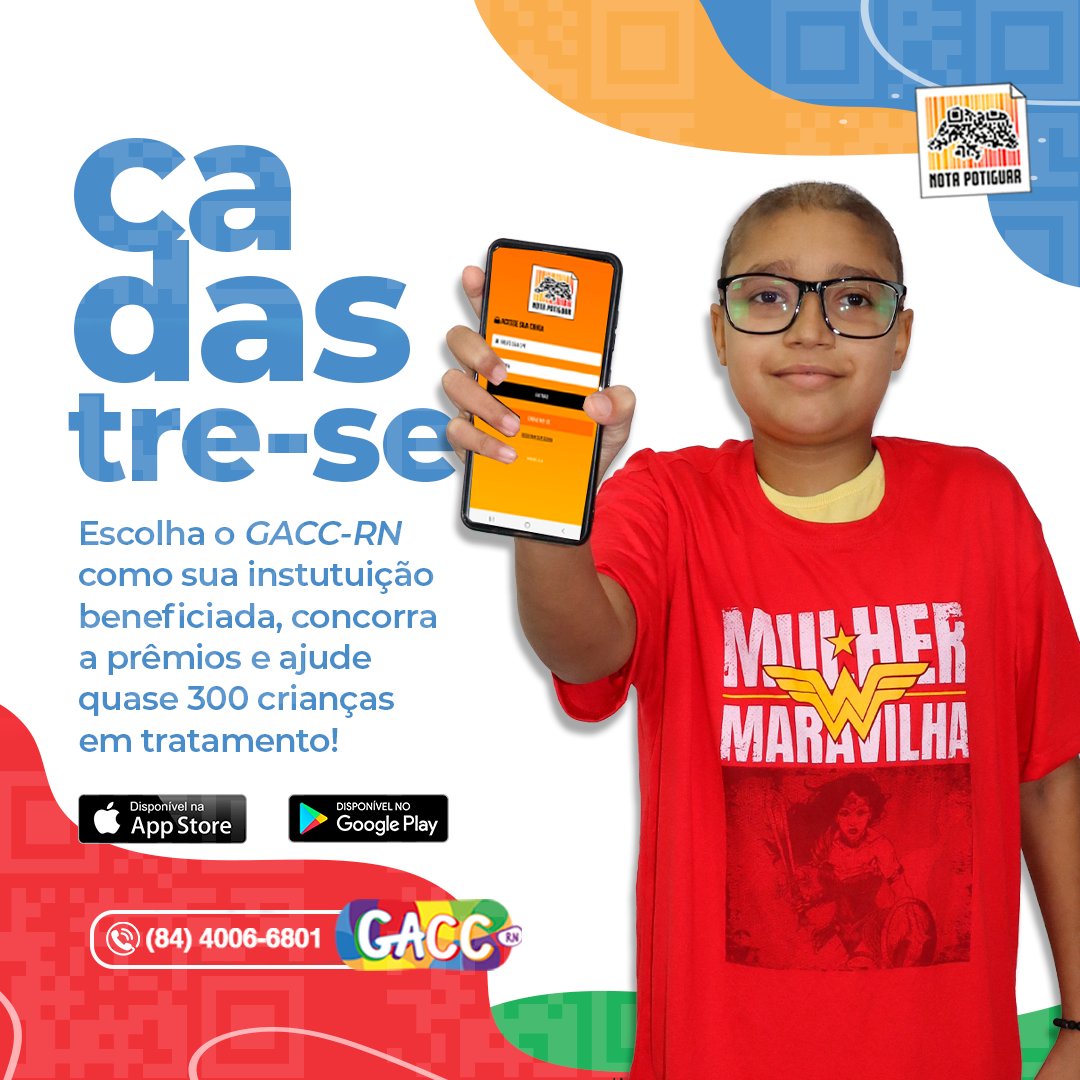 gaccrn's tweet photo. Você sabia que pode ajudar o GACC-RN através do Nota Potiguar?
Basta baixar o aplicativo, se cadastrar e escolher o GACC-RN como instituição beneficiada. E se você ganhar o GACC ganha também!
#gaccrn #notapotiguar https://t.co/ZCJl0JiZj2