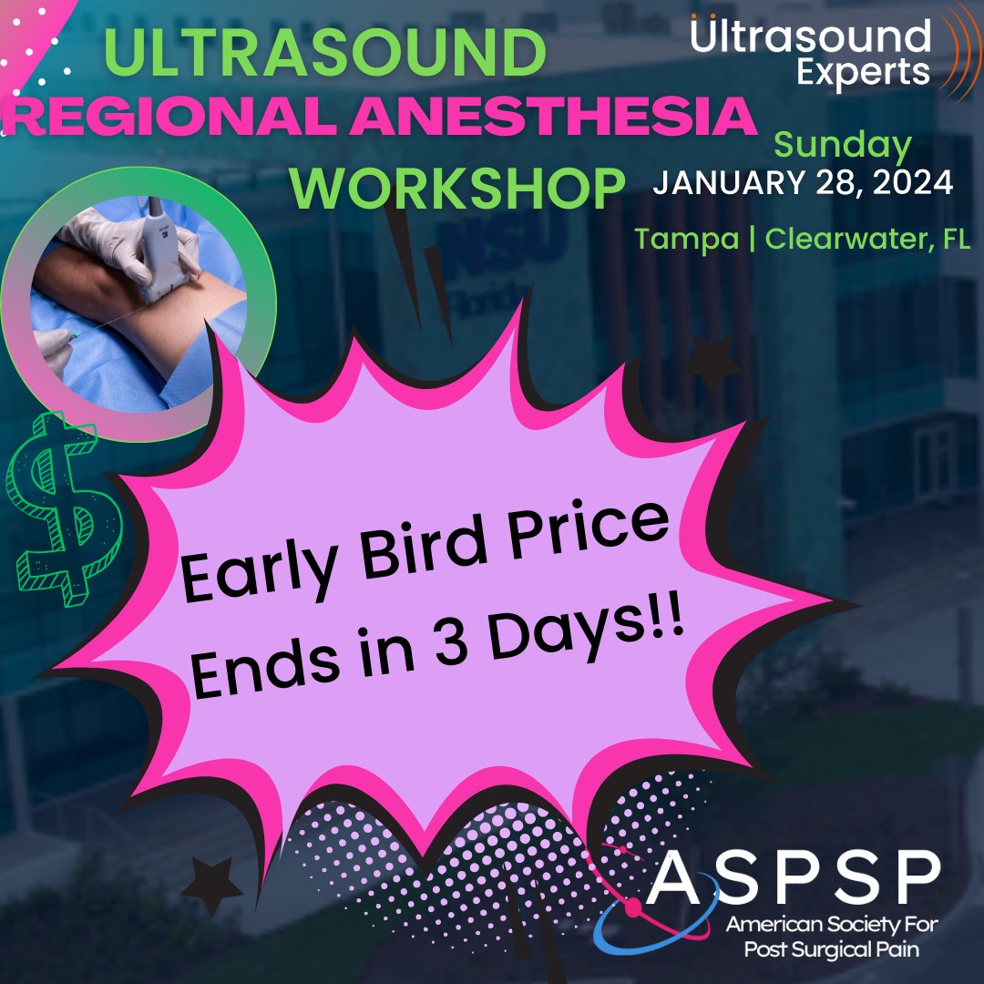 Join us this January for the First 🥇 of 6️⃣ workshops in 2024. As usual early bird 🐥 gets to save $$💰 Learn more and register➡️ ultrasoundexperts.org/group-coursesi… #ultrasound #education #cme #medicine #acutepain #chronicpain @ASPSP_Pain @UltrasoundExpe1