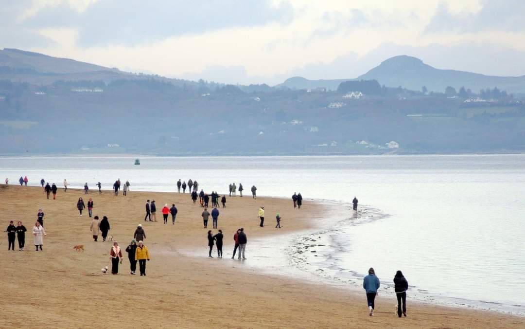 Walking off Christmas on Rathmullan beach this afternoon.