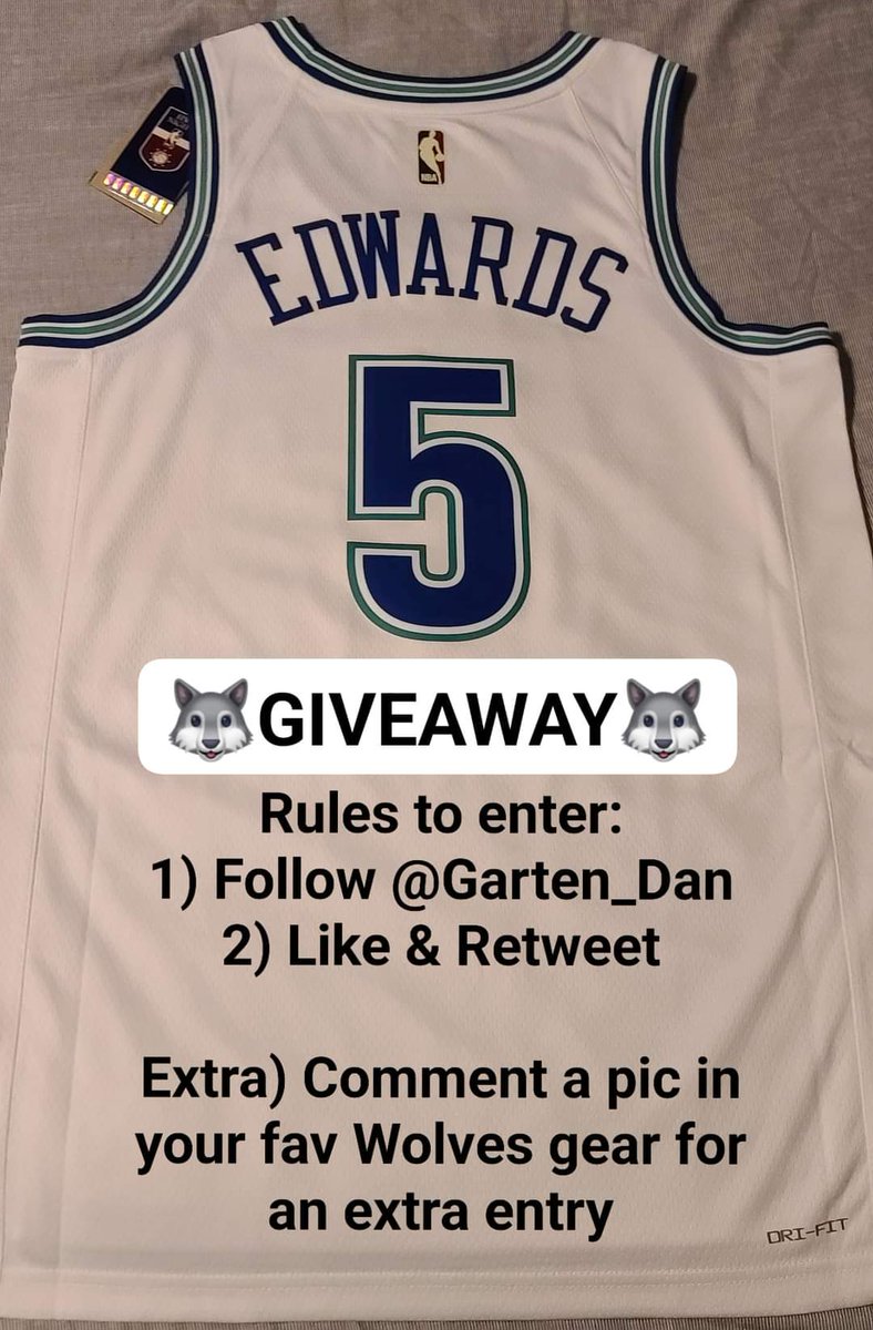 Garten_Dan's tweet photo. GIVEAWAY ALERT!!!
Happy holidays...now back to focusing on the WOLVES!

I am giving away an official Wolves teamstore ANTHONY EDWARDS CLASSIC EDITION jersey.
(I have either a size M or L available new with tags on)

Rules to enter:
1) Follow @Garten_Dan
2) Like & retweet this post
Extra) Comment a picture in your favorite Wolves gear for an extra entry.

End date:
-Entry is allowed until tip-off for the Wolves vs Knicks on Jan 1st.
-The winner will be randomly selected by end of day after the game.

***International entry is allowed but must pay for international postage if selected as the winner.***

Let's go Wolves!!!