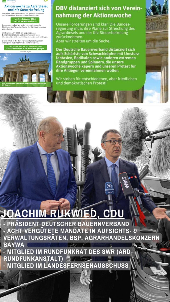 WendezeitH's tweet photo. JOACHIM #RUKWIED
- Präsident Deutscher Bauernverband #DBV
- Aufsichtsrat der BayWa AG
- Aufsichtsrat beim Softwareunternehmen Land-Data GmbH
- Aufsichtsratsmitgl. Südzucker
- insgesamt acht Mandate in Aufsichts-u. Verwaltungsräten
- Rundfunkrat SWR
#Bauern
#Generalstreik
#B81 https://t.co/HFaQ2ZKLYd