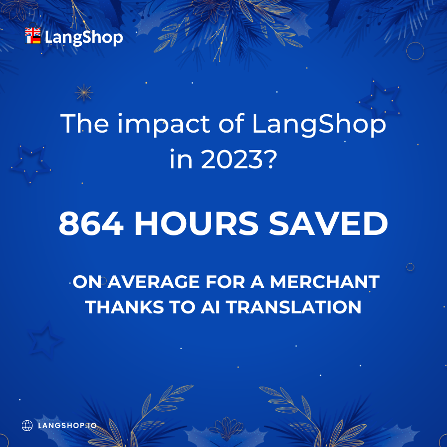 langshop_app's tweet photo. In 2023 merchants saved an average of 864 hours with our seamless AI translation. That's like having weeks to enhance growth strategies, elevate customer experiences, and explore new markets.
Supercharge your efficiency in 2024 with LangShop: https://t.co/0DyQYMGM5z 

#shopifyapp https://t.co/3XkIES8g6x