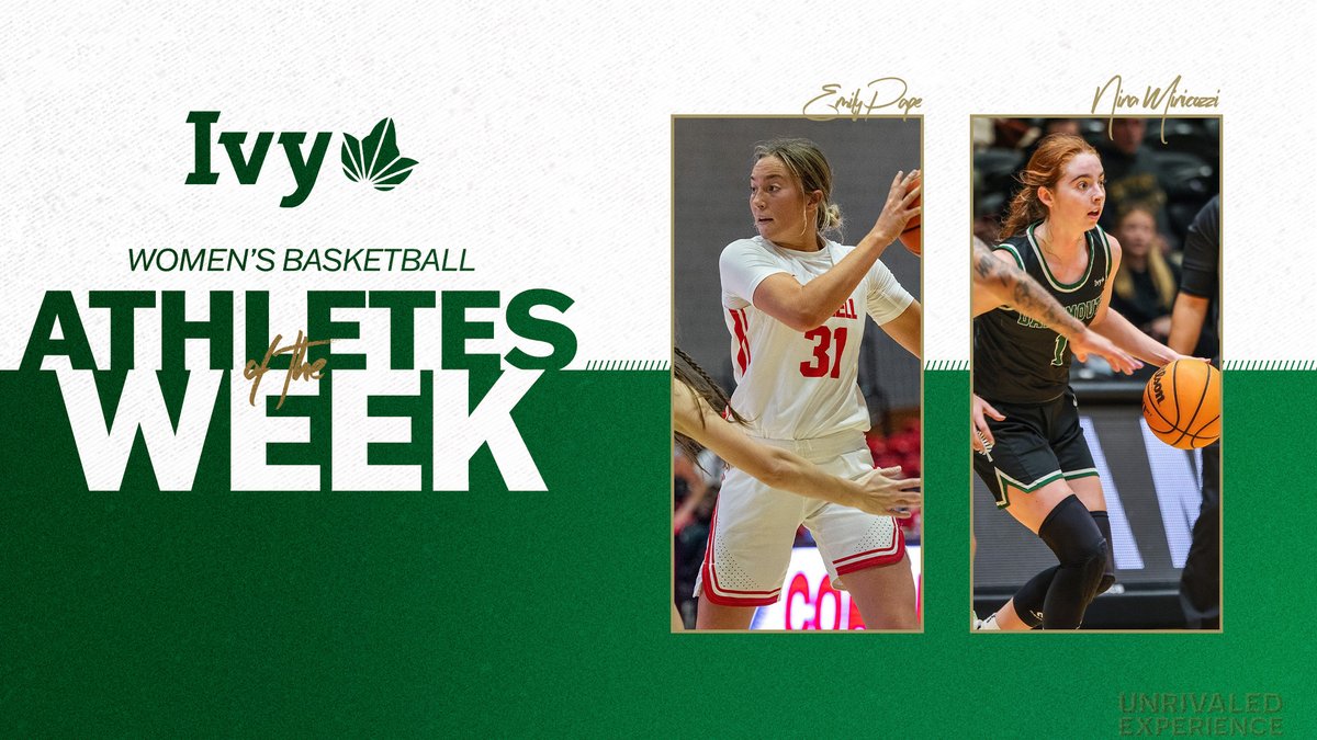 Ivy League (@ivyleague) on Twitter photo Four Ivies were in action this past week as Cornell and Harvard both recorded victories. Individually, <a href="/CornellWBB/">Cornell Women’s Basketball</a>'s Emily Pape and <a href="/DartmouthWBB/">Dartmouth Women's Basketball</a>'s Nina Minicozzi earned weekly awards. 🌿🏀
📰 » ivylg.co/WBB122623 Four Ivies were in action this past week as Cornell and Harvard both recorded victories. Individually, <a href="/CornellWBB/">Cornell Women’s Basketball</a>'s Emily Pape and <a href="/DartmouthWBB/">Dartmouth Women's Basketball</a>'s Nina Minicozzi earned weekly awards. 🌿🏀
📰 » ivylg.co/WBB122623
