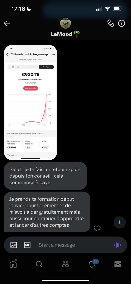 Des milliers d'euros générés tous les mois et tu hésites encore à te lancer sur TikTok ?

👉 Contacte-moi en DM

Je vais te conseiller, comme ce futur membre qui a atteint l’étape 1 de sa réussite : 920€ en 3 semaines 💰

L'étape 2 ? Il va rejoindre la communauté TikTokPro,