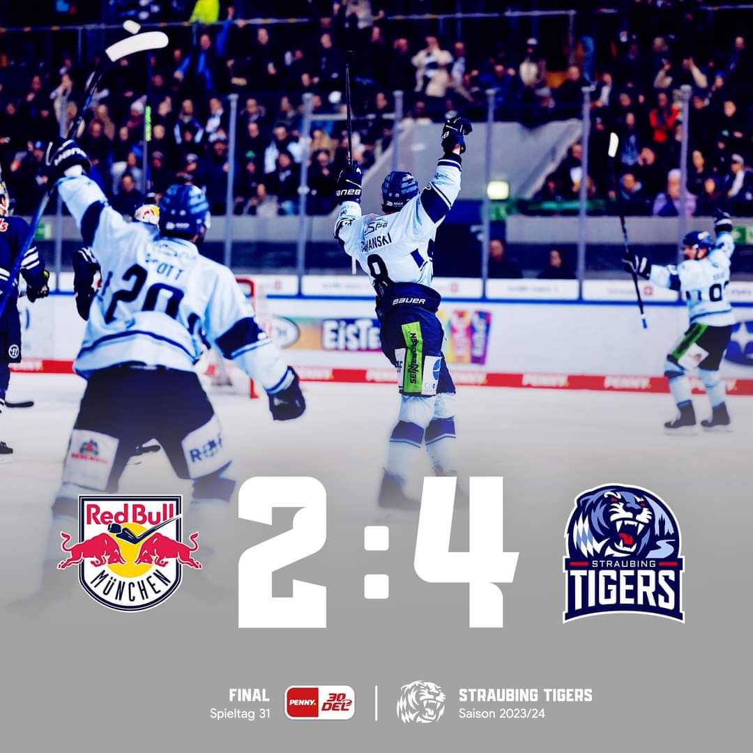 srtigersfans's tweet photo. ⭐️ D E R B Y S I E G E R ⭐️
🐯 SUPER TIGERS 💙🤍
Tigers-Party in der Landeshauptstadt! Die Straubing Tigers besiegen Red Bull München sensationell mit 4:2 🥳🤩
@straubingtigers | #tigershockey #straubing #pennydel #RBMvsSTR #RBMSTR https://t.co/5WfdGtVIB4