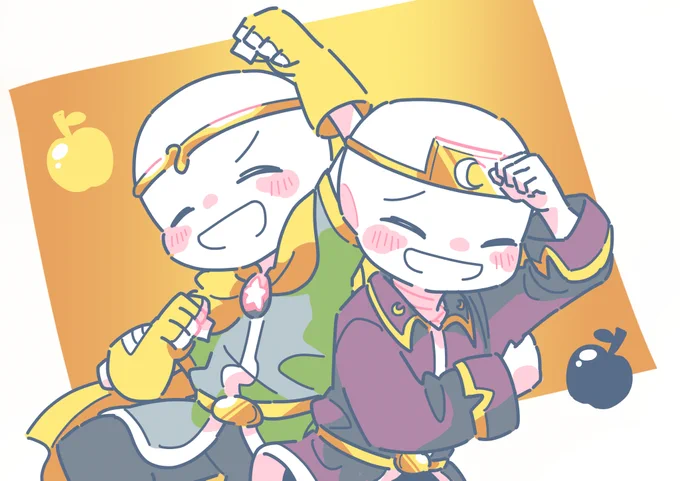 #フォロワーさんの絵を自分の絵柄で描く こちらの、楽しそうにおどる仲良しドリメアを描かせていただきました!ありがとうございます!! 