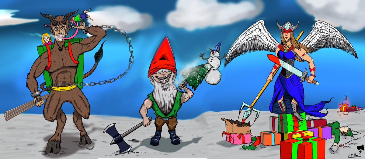 Happy holidays 

#krampus #holidays #holidayart #gnome #valkyrie #christmas #mythology #artist #southernartist #original #drawing #design #hohono #comissionart  #art #artist #illustration #compilation