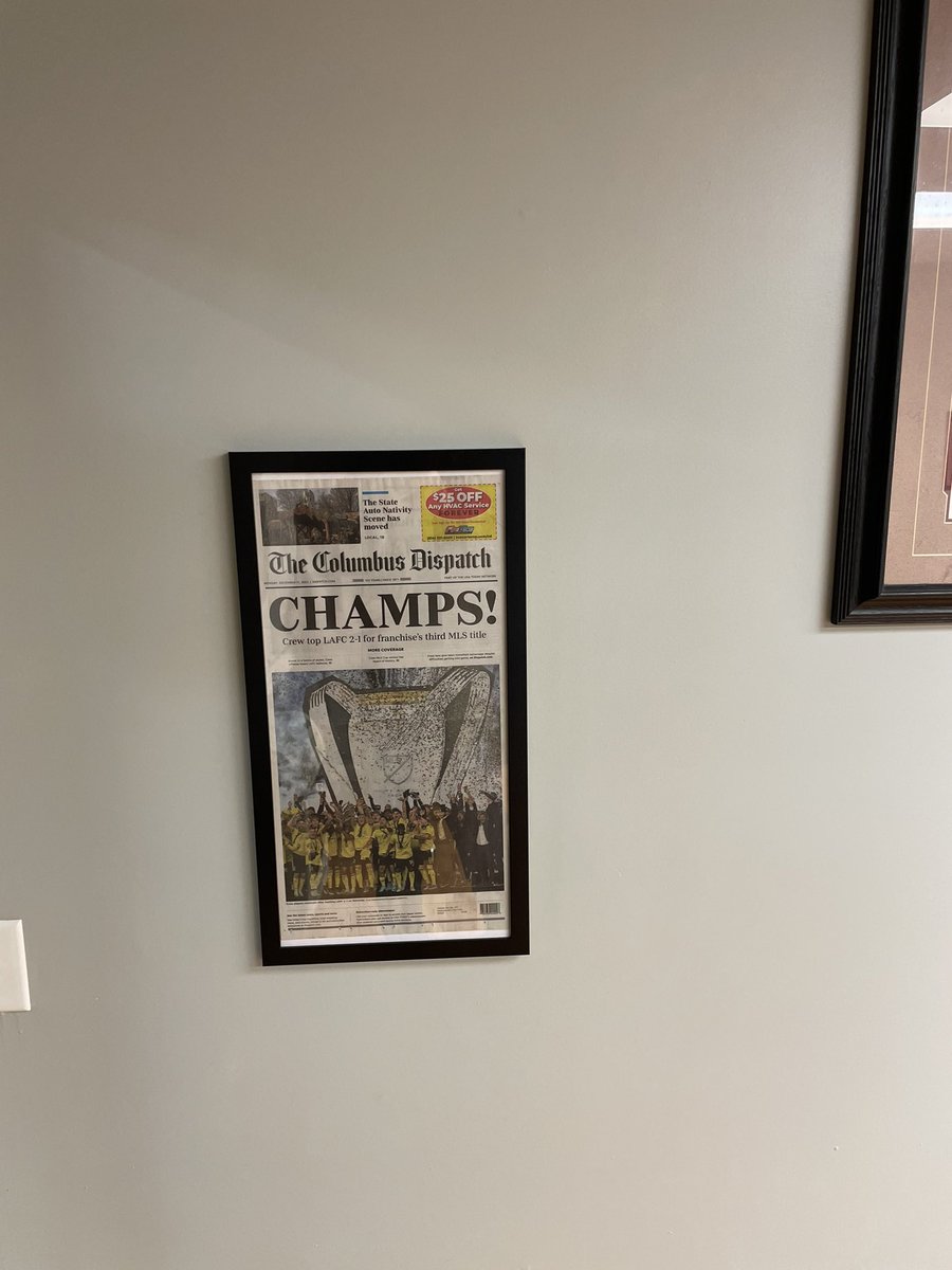 Kmsnydes's tweet photo. @ColumbusCrew Got our paper in a frame for Christmas ☺️ https://t.co/h2mT6SpX1t