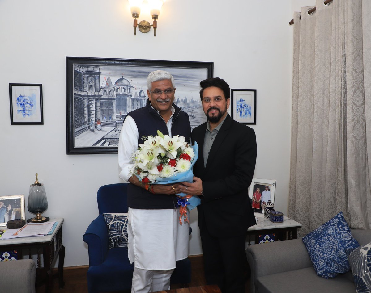 gssjodhpur's tweet photo. Today morning, met my friend and cabinet colleague Shri Anurag Thakur & discussed various irrigation projects & developmental works of Himachal Pradesh.

Approved release of Central Assistance of Rs.141.76 Cr in two equal instalments (for FY 2023-24) for 14 Small & Medium Irrigation (SMI) schemes of Himachal Pradesh under PMKSY.

Approval was also given for the release of central assistance of Rs 221.78 lakh under the National Hydrology Project for Himachal Pradesh.

@ianuragthakur